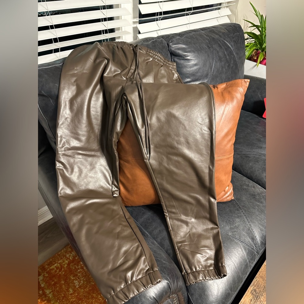 Saint 21 Faux Leather Drawstring Jogger Pants